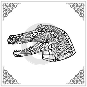 Crocodile zentangle arts isolated on white background