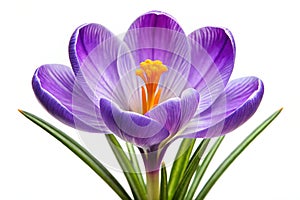 Crocus Flower Isolated on White Spring\'s First Bloom photo