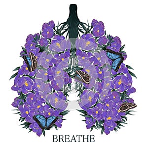 Crocus flowers. Summer bouquet. Lungs art. Just breathe