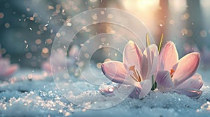 The Crocus in Snow.AI generated image