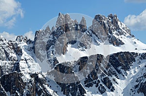 Croda da Lago & Lastoni di Formin, Dolomites, in winter, Veneto.