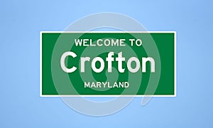 Crofton, Maryland city limit sign. Town sign from the USA.