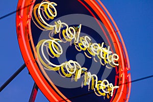 Croisette corner neon sign in cannes in provence photo