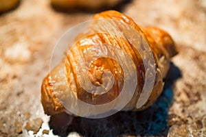 Croissant, bakery palatable in close-up