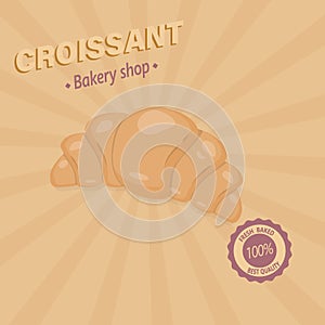 Croissant bakery shop poster vintage style