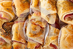 Croissant with cheese and ham photo