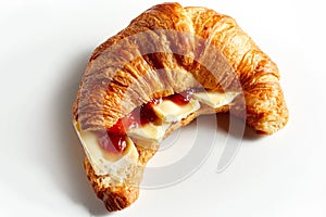 Croissant with cheese and ketchup