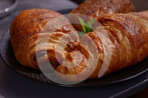 A croissant chocolate bread for French breakfast