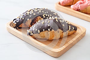 Croissant with chocolate and nutty