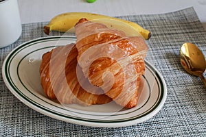 Croissant. Delicious breakfast with fresh homemade croissants Baked Pastries