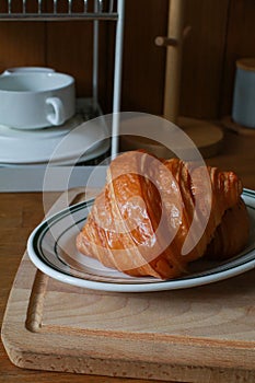 Croissant. Delicious breakfast with fresh homemade croissants Baked Pastries