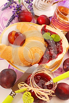 Croissant with plum confiture