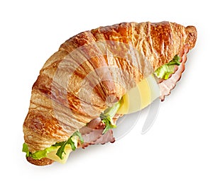 Croissant sandwich with ham and cheese