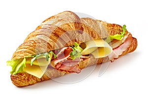 Croissant sandwich with ham and cheese