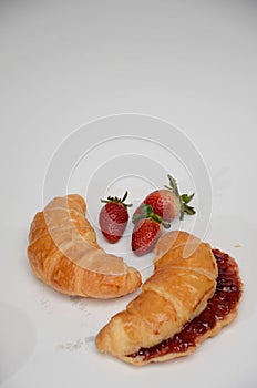Croissant with Strawberry and Jam