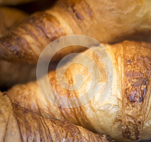 Croissants in bread shops store