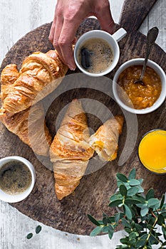 Croissants, Coffee and Orange Juice for Breakfast