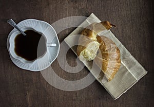 Croissants and Coffee Top View