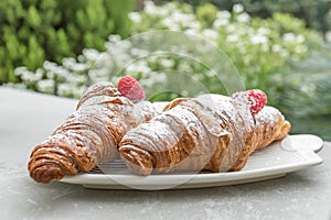 Croissants with jam and berries