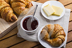 Croissants jam and butter