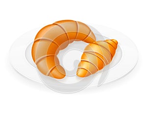 Croissants lying on a plate vector illustration