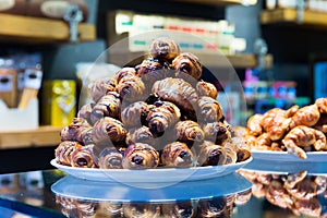 Croissants in pastry shop