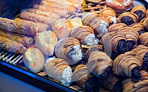Croissants in Spanish bakery shop