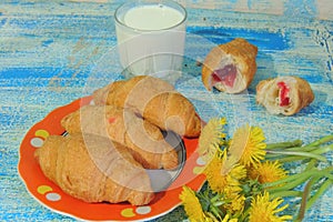 Croissants with strawberries