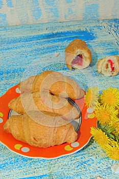 Croissants with strawberries