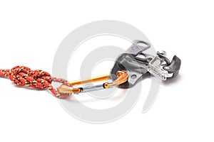 The croll chest ascender isolated on white. Climbing tool