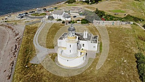 Cromarty Lighthouse at Cromarty Firth in the Scotland - aerial view