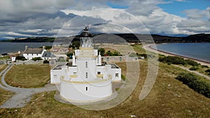 Cromarty Lighthouse at Cromarty Firth in the Scotland - aerial view