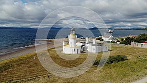 Cromarty Lighthouse at Cromarty Firth in the Scotland - aerial view
