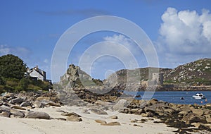 Cromwells Castle from Bryher, Isles of Scilly, England