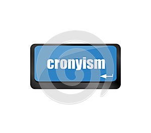 Cronyism on computer laptop keyboard key button