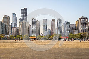 Crooked Buildings at coast of Santos City - Santos, Sao Paulo, Brazil