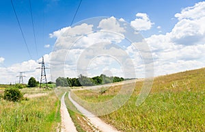 Crooked road in the field.