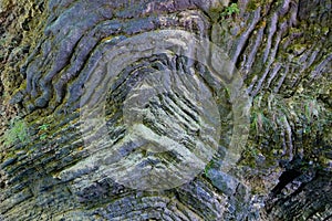 Crooked sedimentary rock