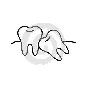 Crooked teeth linear icon