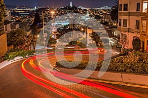 Crookedest Street at Night San Francisco