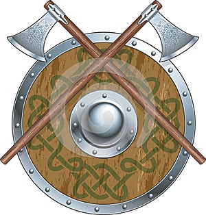 Croosed viking battle axes and shield