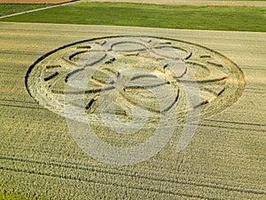 Crop circle in wheat field in Canton Bern, Switzerland