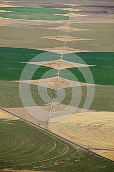 Crop Circles created by agricultural irrigation systems.