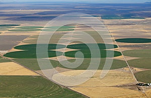 Crop Circles created by agricultural irrigation systems.