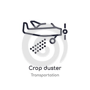 crop duster outline icon. isolated line vector illustration from transportation collection. editable thin stroke crop duster icon