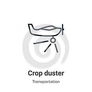 Crop duster outline vector icon. Thin line black crop duster icon, flat vector simple element illustration from editable