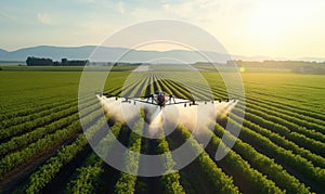 Crop Duster Spraying Crops in Vast Field