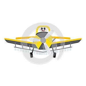 Crop Duster transportation cartoon character side view vector illustration