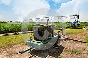 Crop Irrigation using the center pivot sprinkler system