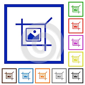 Crop picture flat framed icons